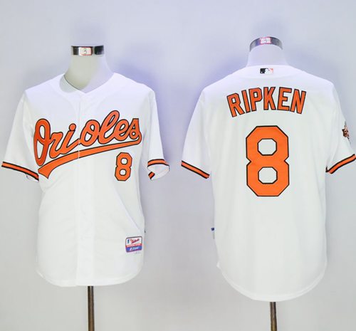 Orioles #8 Cal Ripken White Cool Base Stitched MLB Jersey